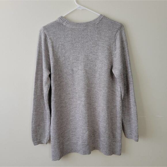 J. Jill Zinc Shimmer High-Low Crew Neck Sweater - Picture 6 of 10